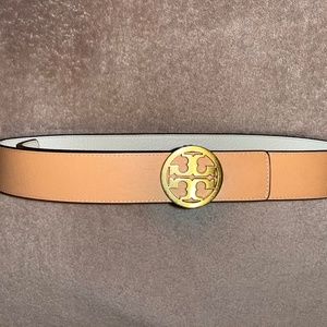 1 1/2 Reversible Belt, Tory Burch, Tan, White, Gold, women's